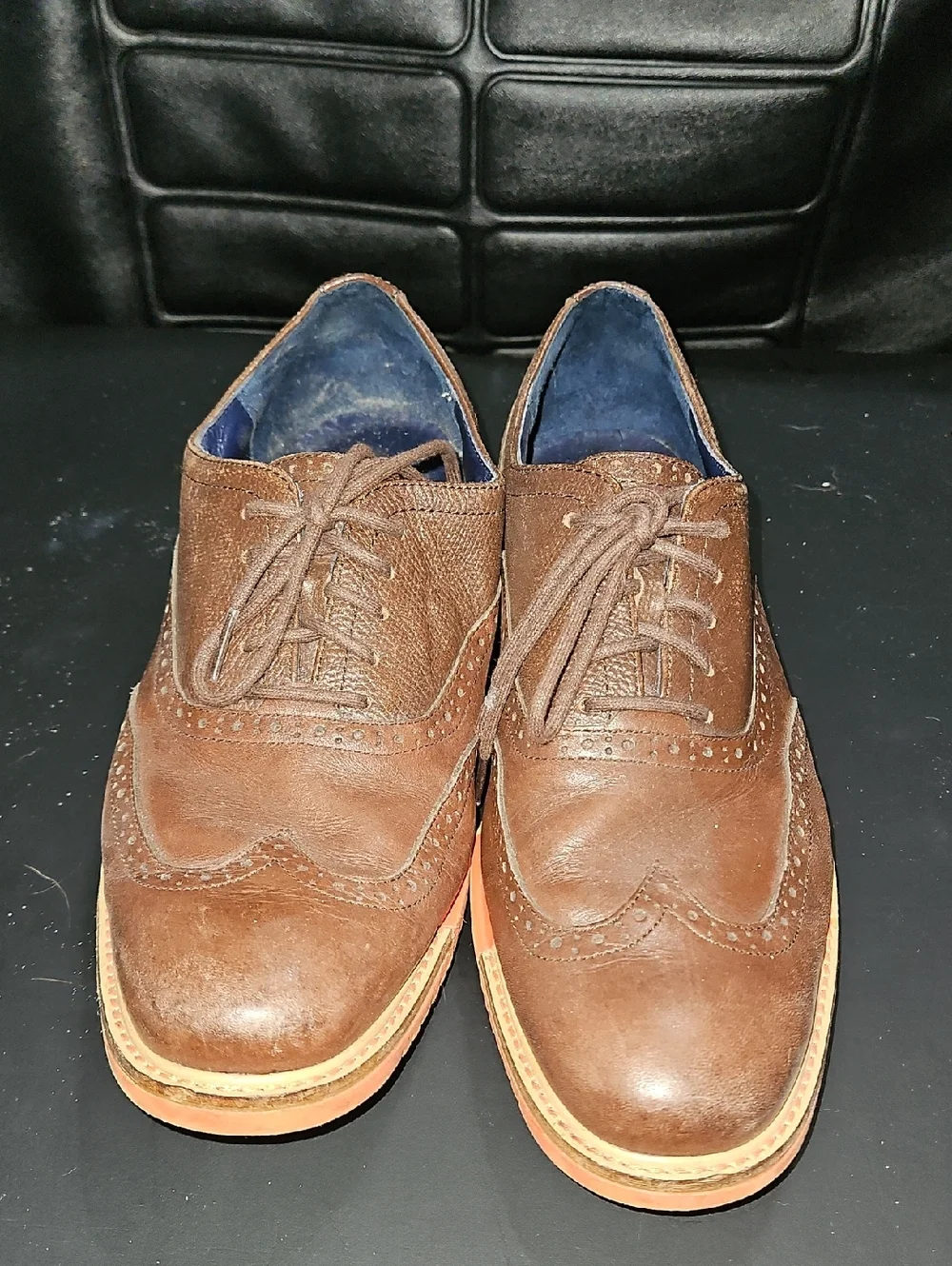 Cole Haan Original Grand Wingtip Shoes Mens Size 8.5 Brown Leather Dress Shoe